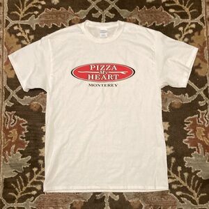 Size L. White. Pizza My Heart, Monterey.